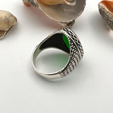 Men's Green Zircon Stone Silver Ring