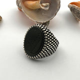 Artisan Turkish Sterling Silver Men's Black Onyx Ring - Handcrafted Statement Jewelry Gift