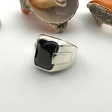 Distinctive Handmade Turkish 925 Sterling Silver Men's Black Onyx Ring - Ideal Gift for Him