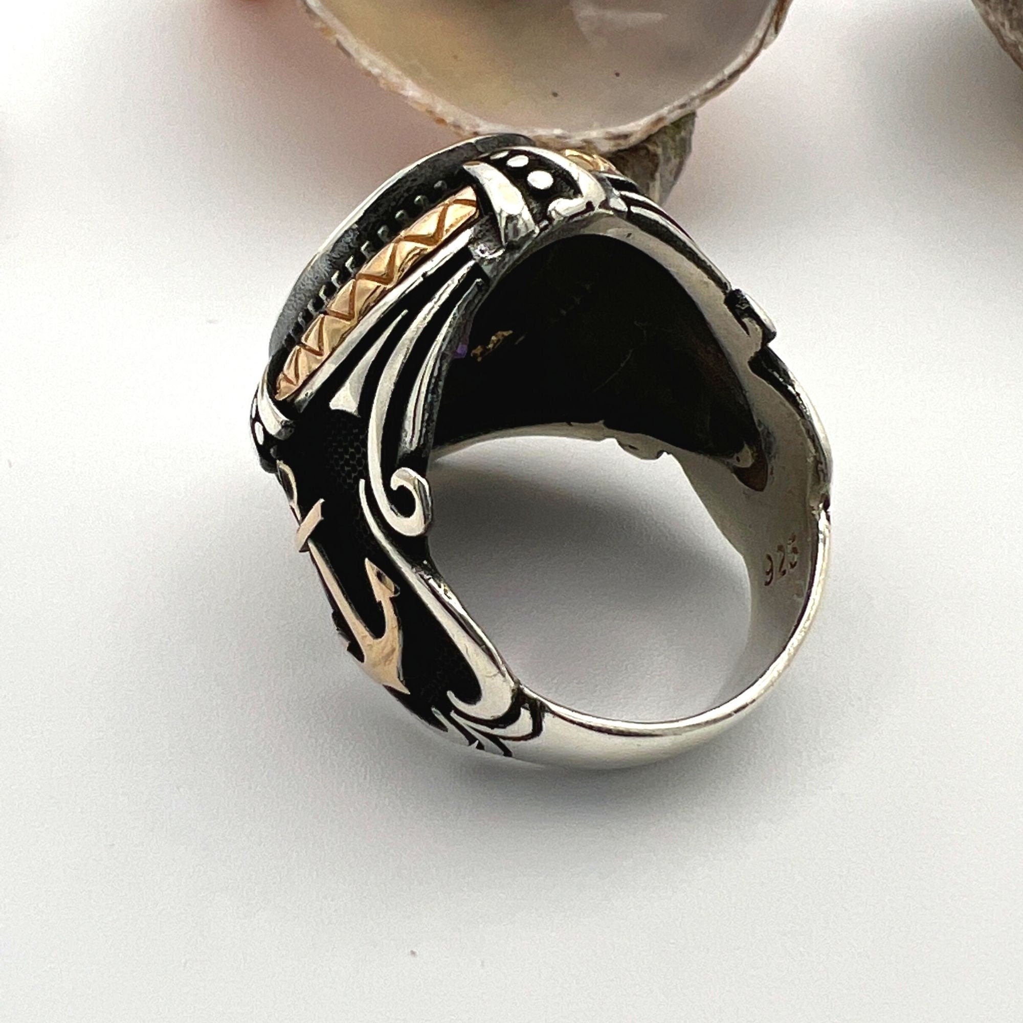 Amethyst Stone Men's Anchor Ring