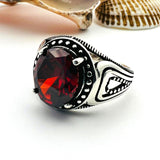 Handcrafted Ottoman Style Men's 925 Sterling Silver Ruby Ring