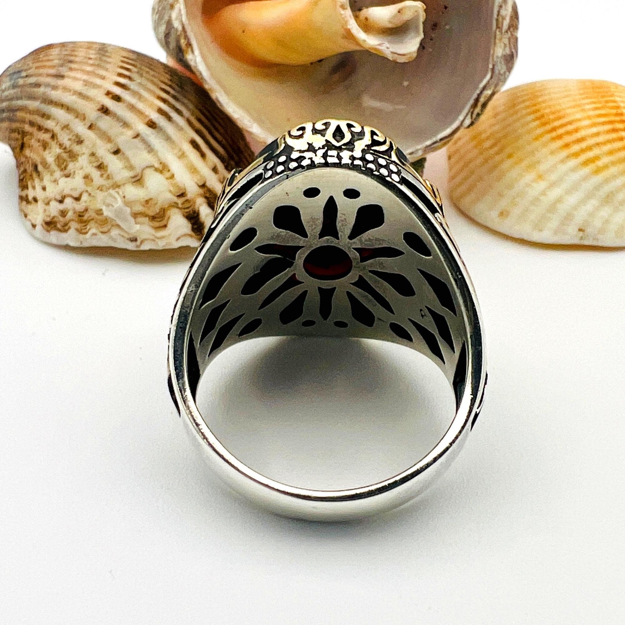 Anello da uomo con pietra preziosa rubino rossa