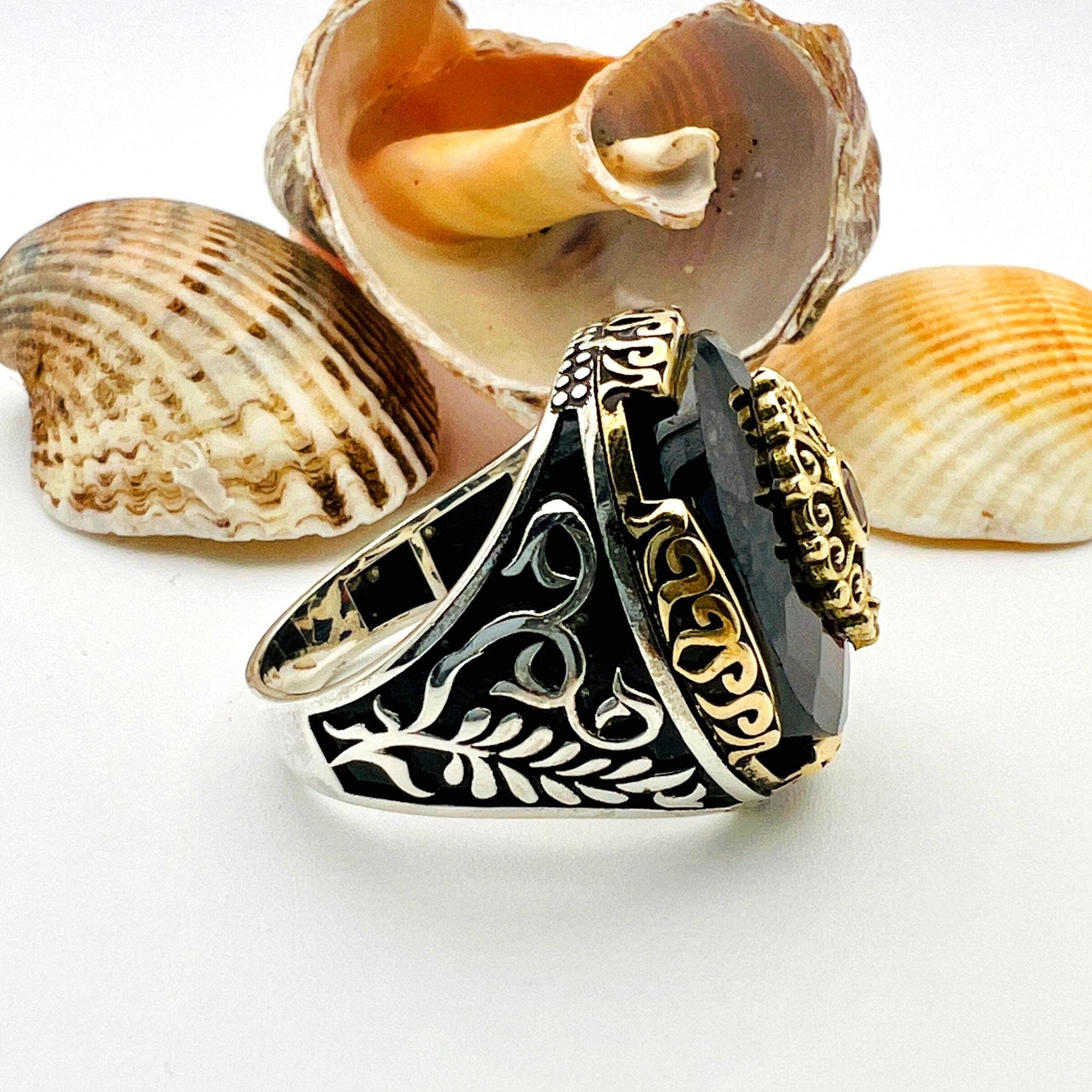 Anello da uomo con pietra preziosa rubino rossa