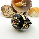 خاتم رجالي بحجر روبي أحمر