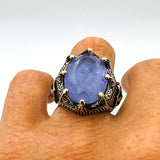 Purple Tourmaline Oval Stone Men's Ring