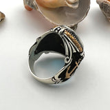 Men's Blue Aquamarine Stone Anchor Ring