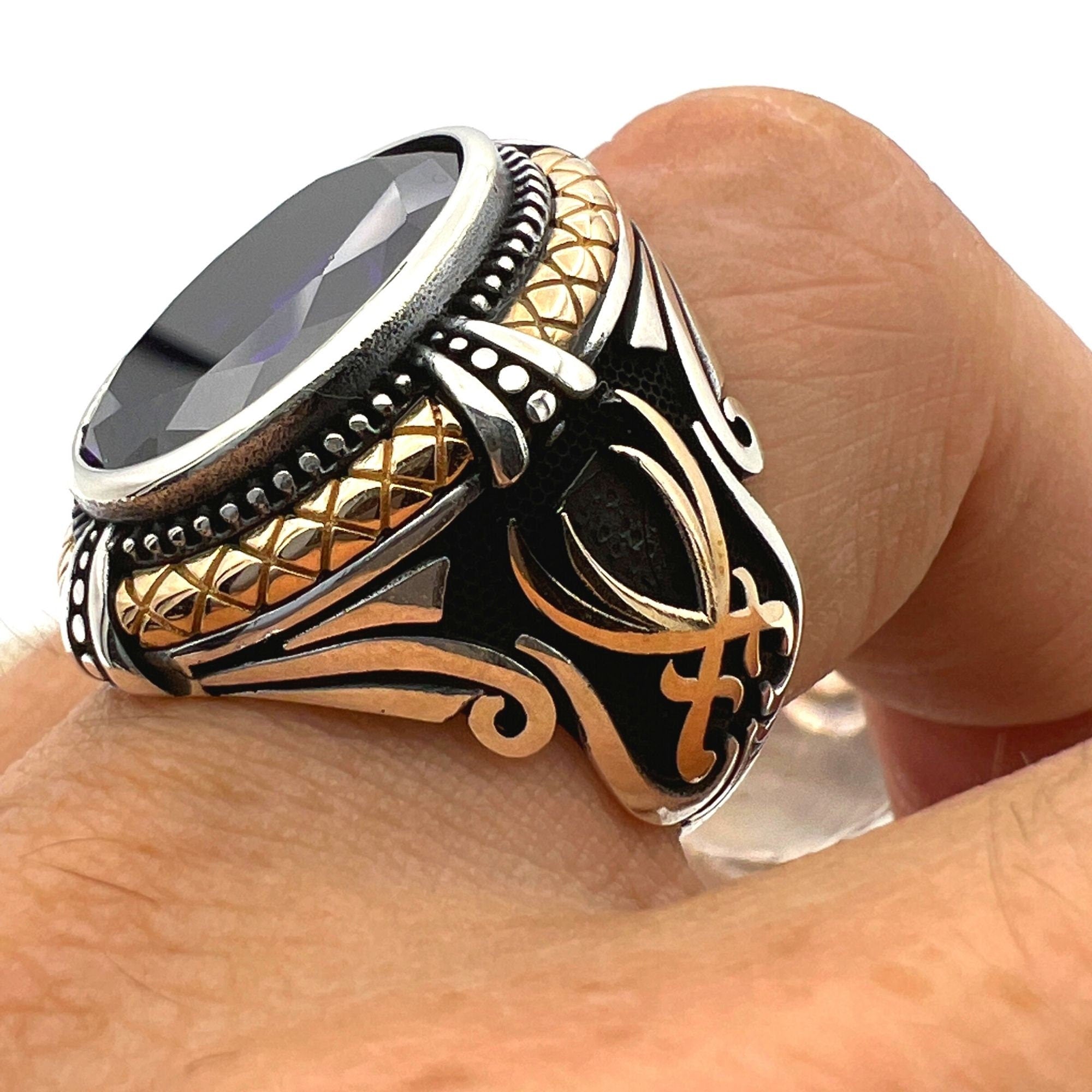 Purple Amethyst Stone Handmade Silver Ring