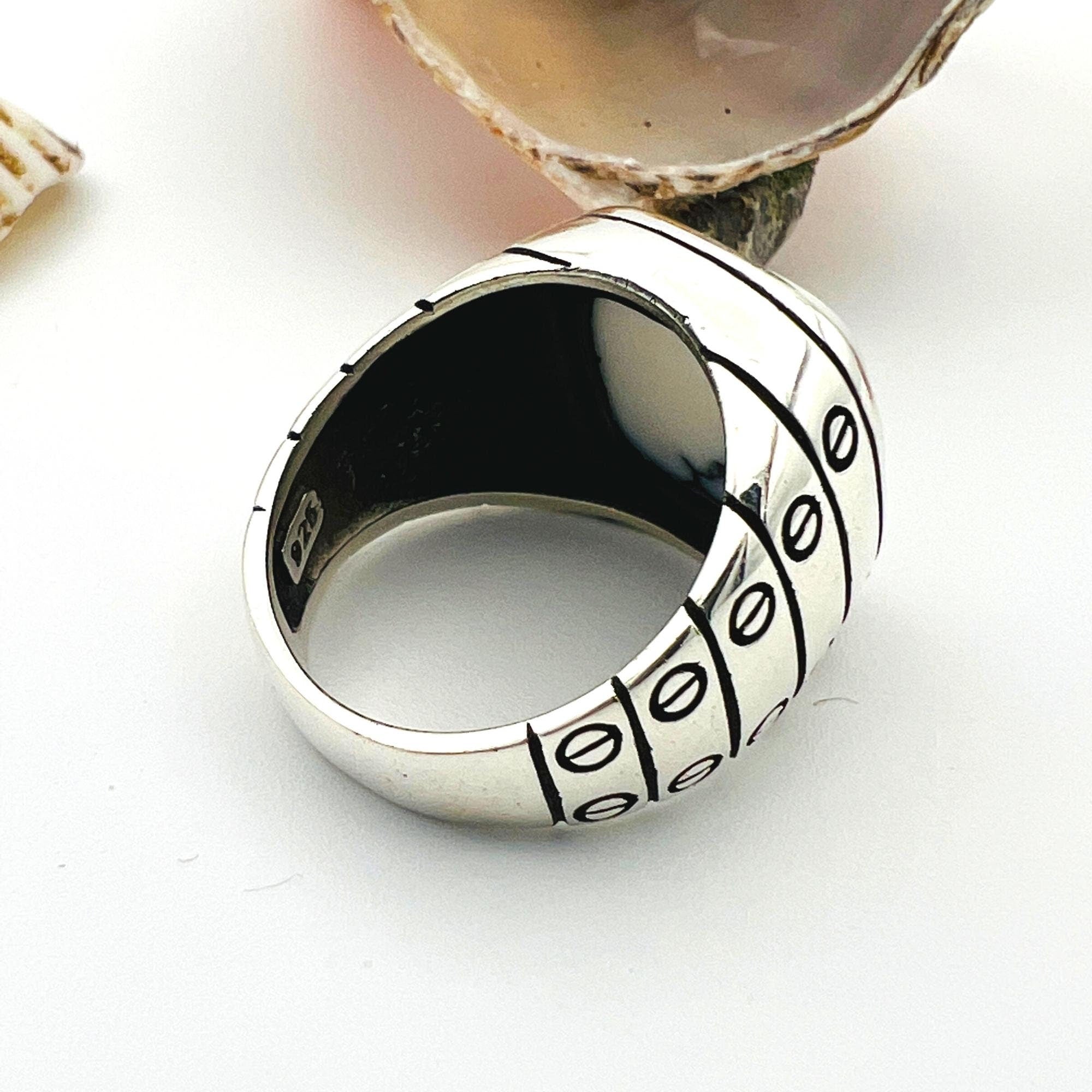 Men's White Turquoise Gemstone Silver Ring