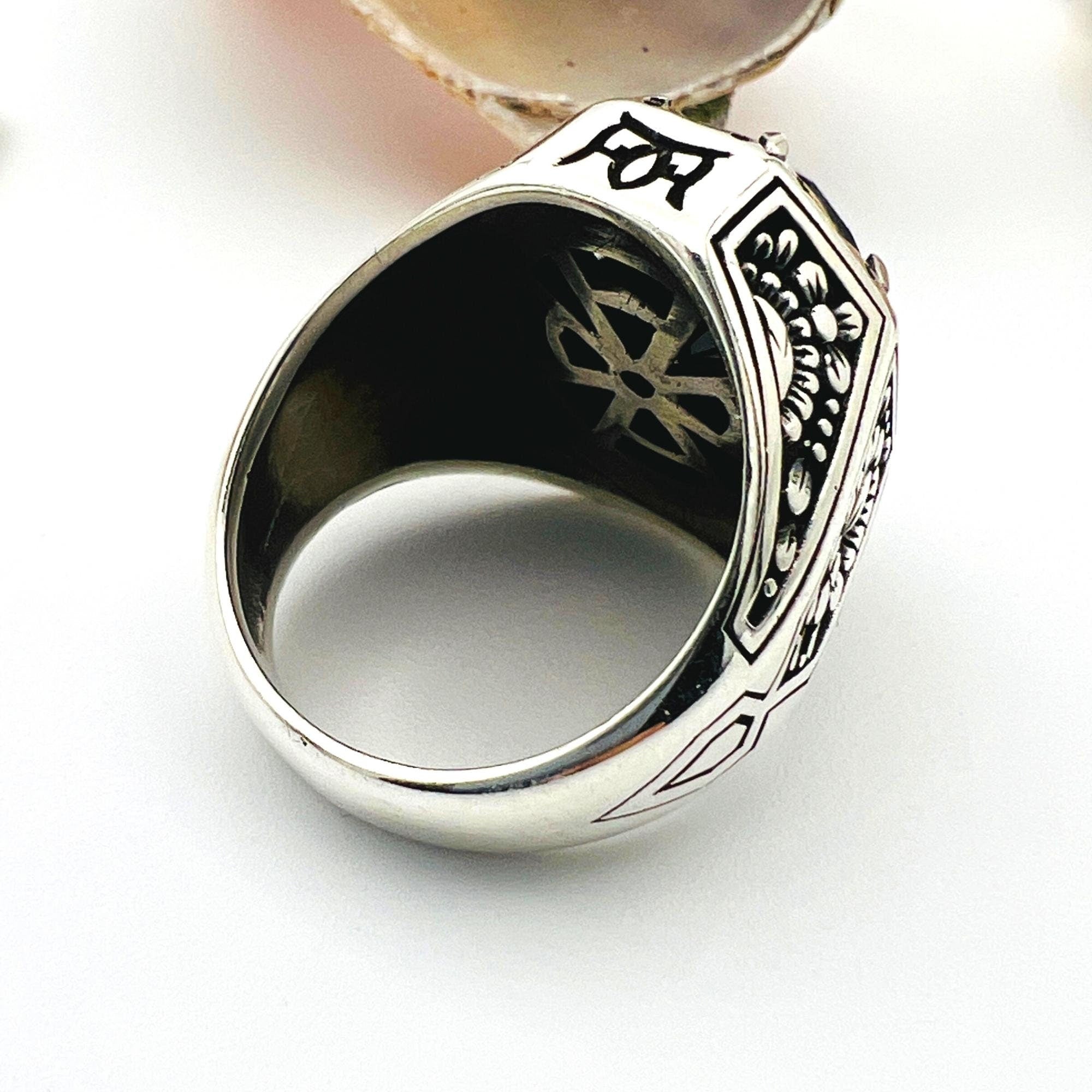 Men's Handmade Turkish 925 Sterling Silver Red Ruby Ring