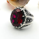 Red Zircon Stone Men's Ring