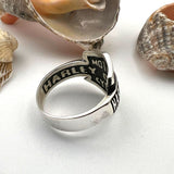 Handcrafted Sterling Silver Biker Signet Ring with Harley Davidson Emblem