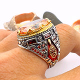 خاتم رجالي بحجر بيضاوي من السترين الشمبانيا