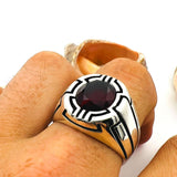Men's Genuine Tiger's Eye Oval Ring - 925 Sterling Silver, Handmade Turkish Craftsmanship