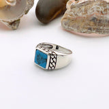 Turkish Handmade Ottoman Style 925 Sterling Silver Men's Turquoise Ring - Unique Gift