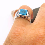 Turkish Handmade Ottoman Style 925 Sterling Silver Men's Turquoise Ring - Unique Gift