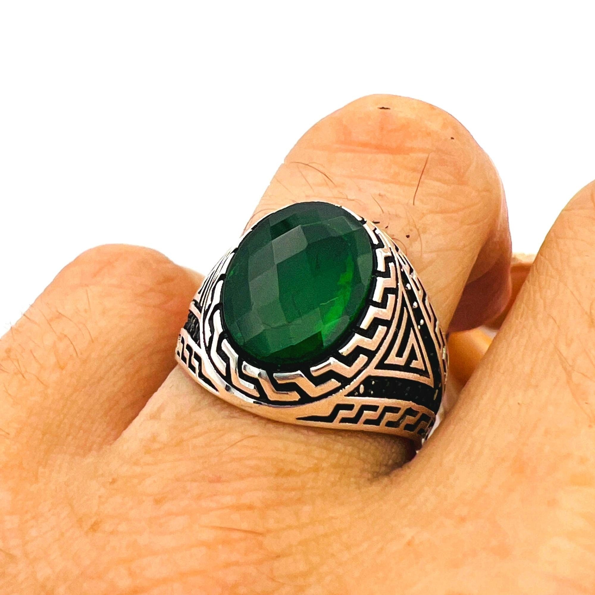 Men's Green Emerald Stone Ring