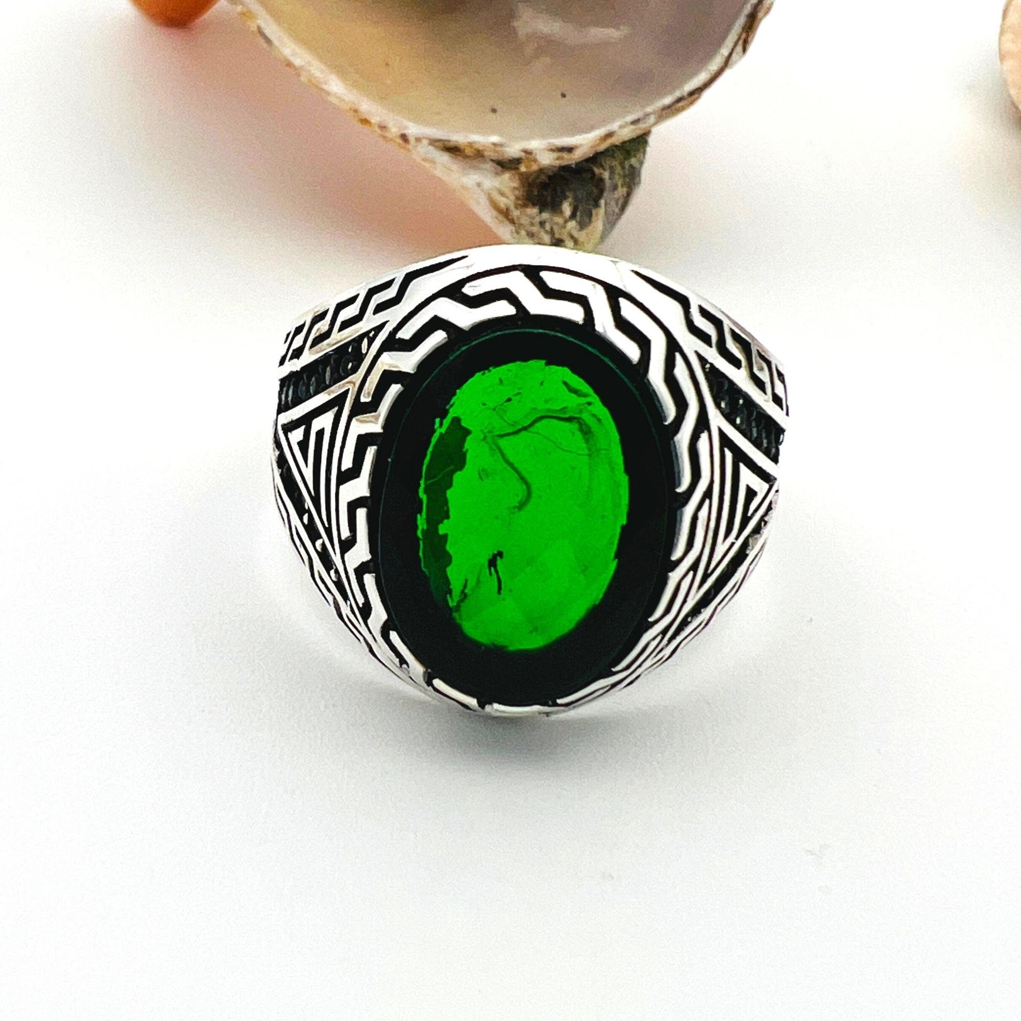Men's Green Emerald Stone Ring