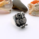 Handmade 925 Sterling Silver Owl Ring with Turquoise, Agate & Onyx Stones | Unisex Animal Jewelry