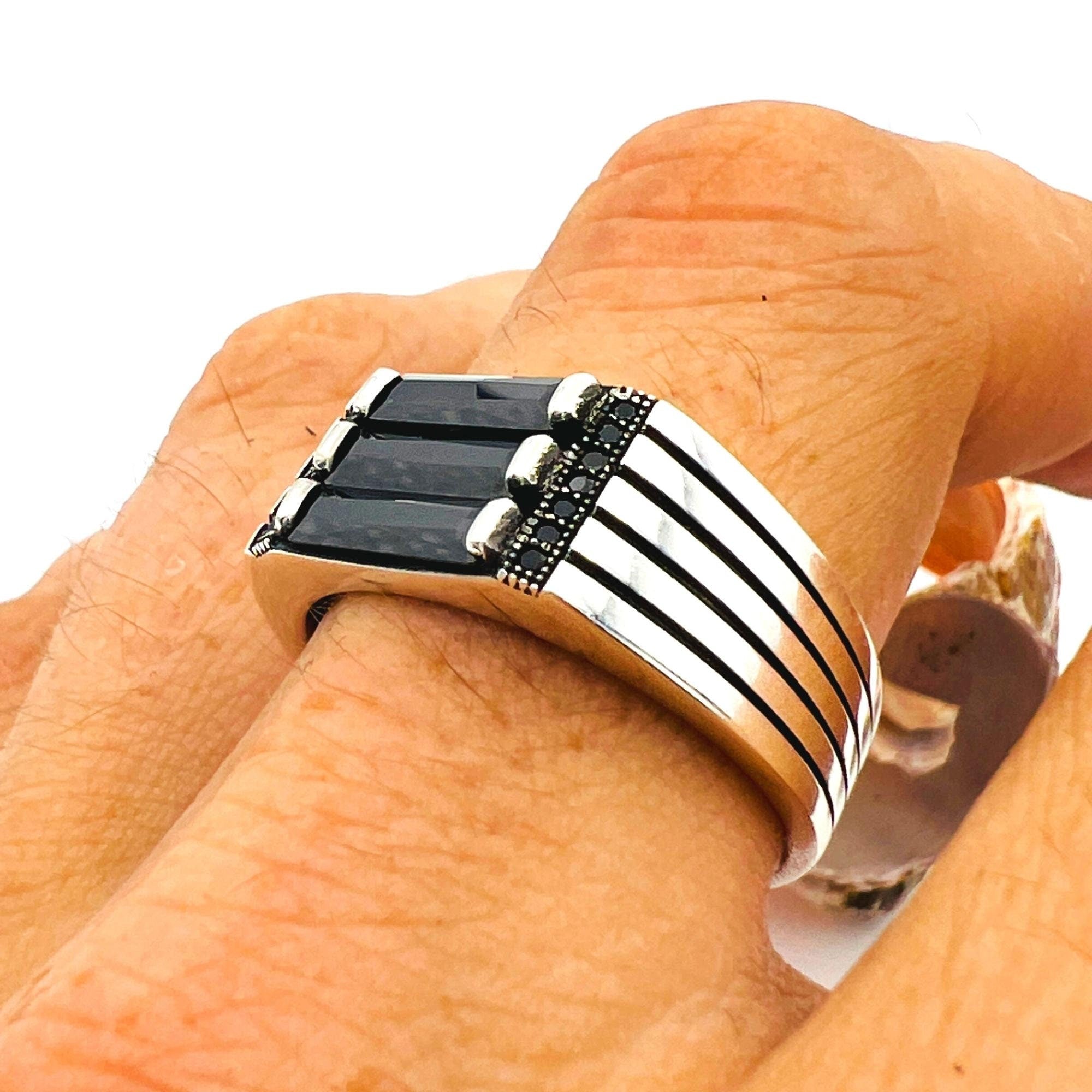 Men's Handmade 925 Sterling Silver Black Onyx Ring