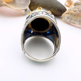 Handcrafted Turkish 925 Sterling Silver Men's Feeling Stone Ring – Dynamic Color-Changing Statement Piece