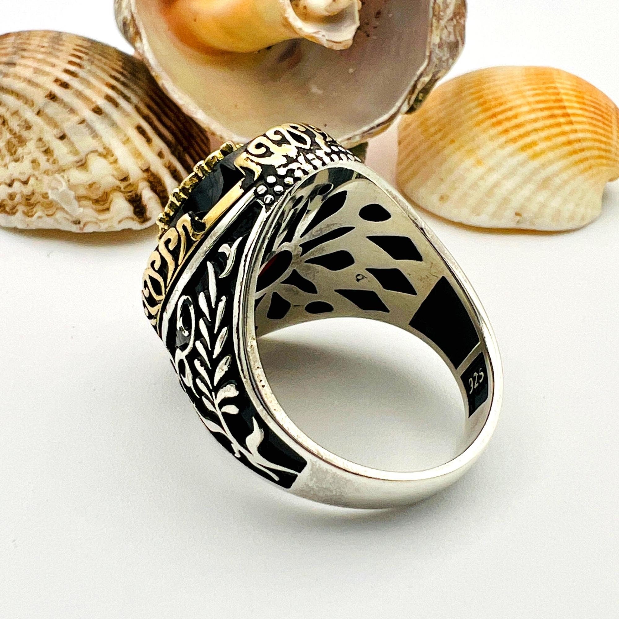 Anello da uomo con pietra preziosa rubino rossa