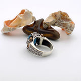 Exquisite Turkish Handmade 925K Sterling Silver Blue Turquoise Squared Unisex Ring | Artisan Crafted Statement Piece