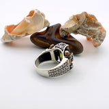 خاتم رجالي عثماني تركي مصنوع يدويًا من الفضة الإسترلينية مع حجر بيريدوت أخضر زاهي