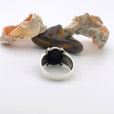 Men's Black Onyx Stone Ottoman Style Silver Ring
