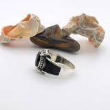Men's Black Onyx Stone Ottoman Style Silver Ring