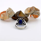 Handcrafted Turkish Sterling Silver Men's Ring with Blue Sapphire & Sword Detail | Unique Statement Jewelry Gift