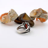 Men's Turkish Handmade 925 Sterling Silver Sword Ring | Red Zircon Stone Statement Jewelry