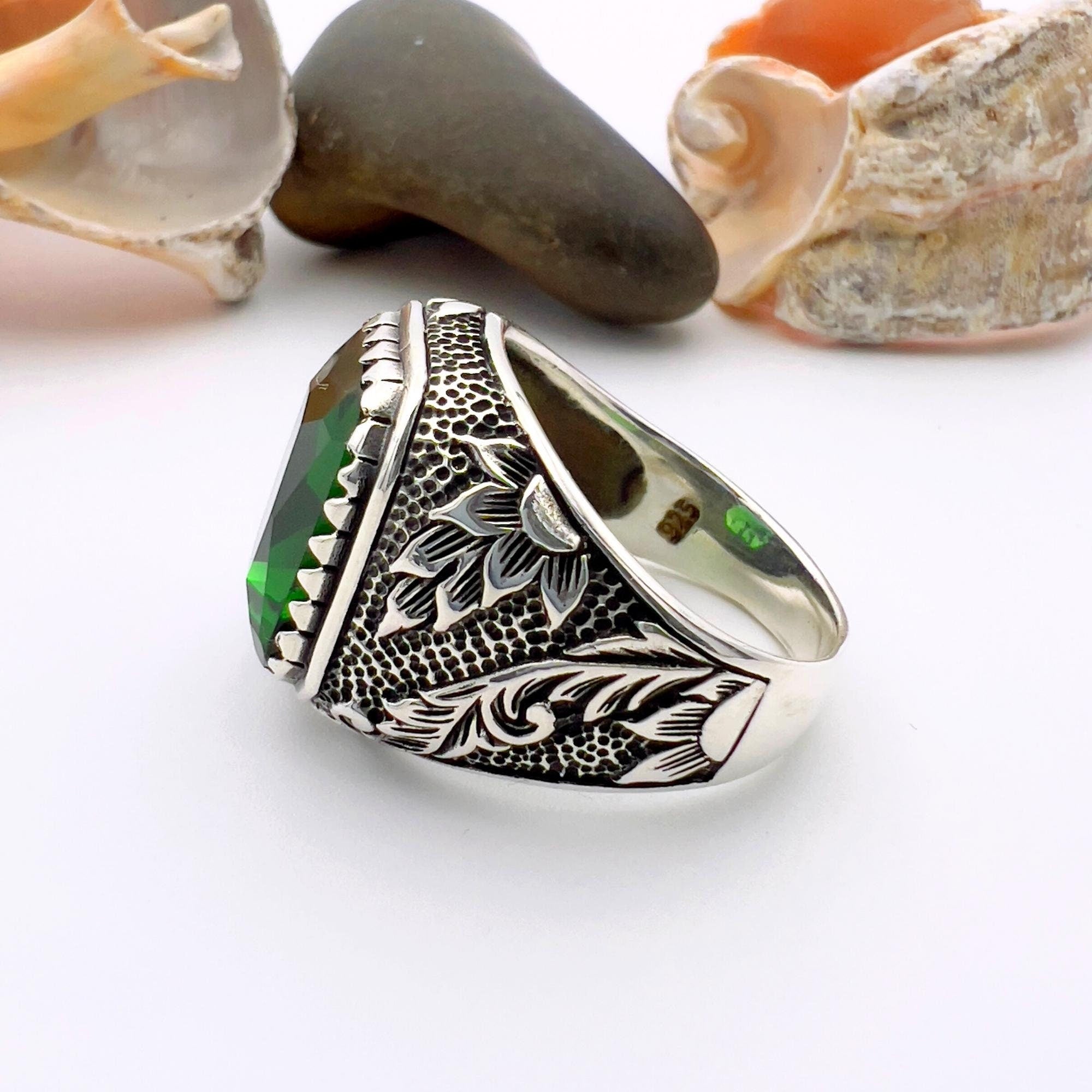 Pánský turecký onyxový čtvercový prsten ze stříbra 925