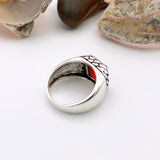 Men's Red Agate Stone Silver Ring