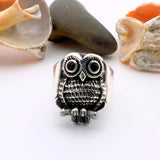 Handmade 925 Sterling Silver Owl Ring with Turquoise, Agate & Onyx Stones | Unisex Animal Jewelry