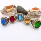 خاتم رجالي تركي يدوي الصنع من العقيق البني البيضاوي - فضة إسترلينية 925 مجوهرات على الطراز العثماني