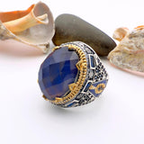 Handcrafted Turkish 925 Sterling Silver Men's Feeling Stone Ring – Dynamic Color-Changing Statement Piece