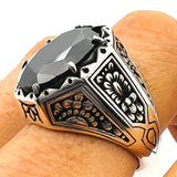 Men's Handcrafted Onyx Ring | 925 Sterling Silver | Authentic Turkish Design Gemstone Jewelry