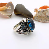 Turkish Handmade Men's Sapphire Ring - Ottoman Style 925K Sterling Silver Gift for Him