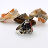 Men's Ruby Oval Stone Silver Ring