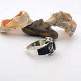 Men's Black Onyx Stone Ottoman Style Silver Ring