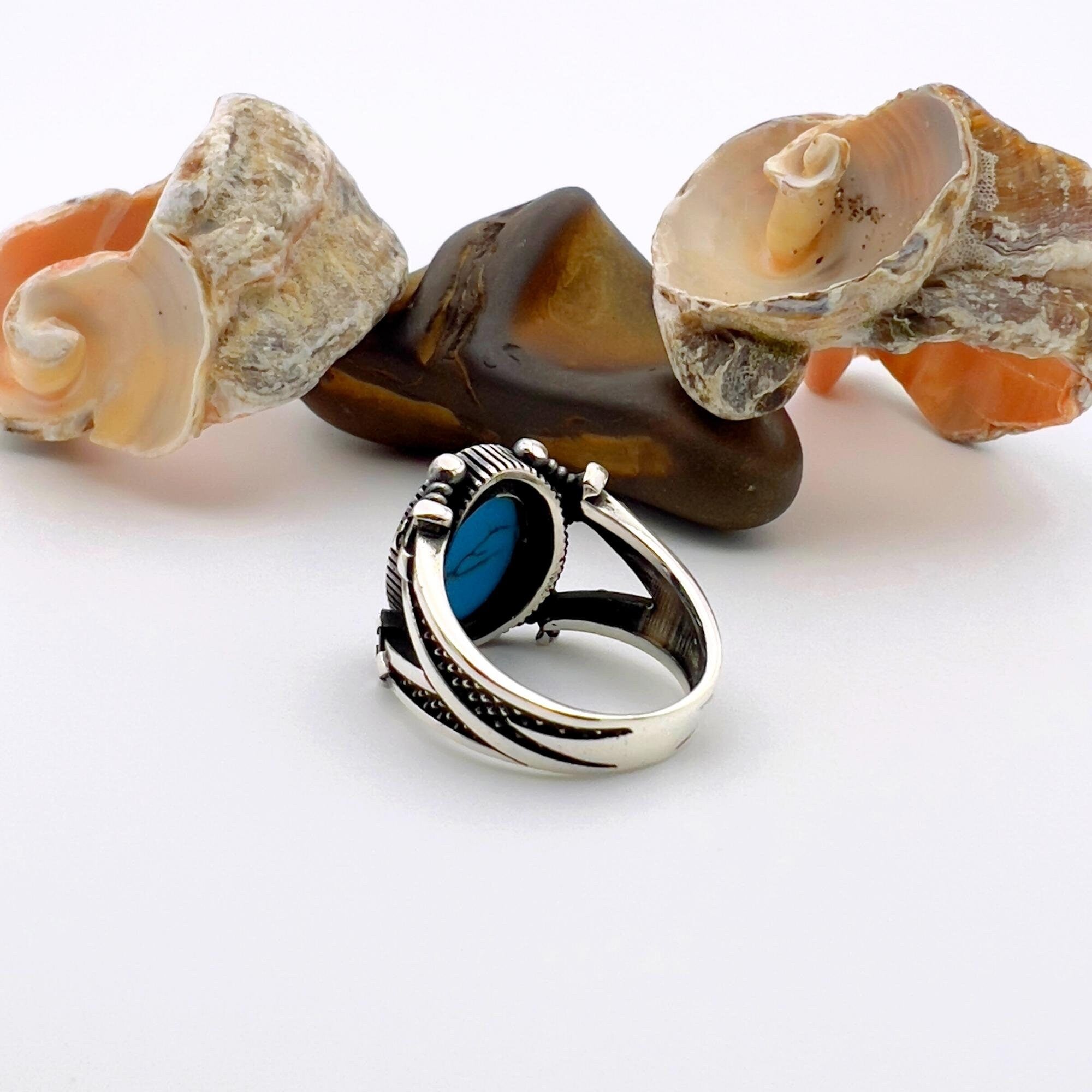 Bague en argent faite à la main en onyx noir turc pour homme