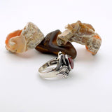 Artisan Crafted Unisex Red Zircon Oval 925 Sterling Silver Ring - Elegant Gift