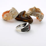 Exquisite Men's Handcrafted Red Zircon 925 Sterling Silver Statement Ring