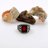 Handmade Men's 925 Sterling Silver Red Agate Statement Ring - Timeless Turkish Jewelry Gift