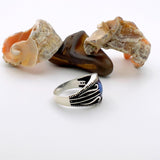 خاتم فضة استرليني رجالي تركي الصنع - حجر كريم ياقوت أزرق مربع