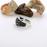 Handmade Turkish 925 Sterling Silver Men's Ring with Black Zircon Stone - Modern & Bold Statement