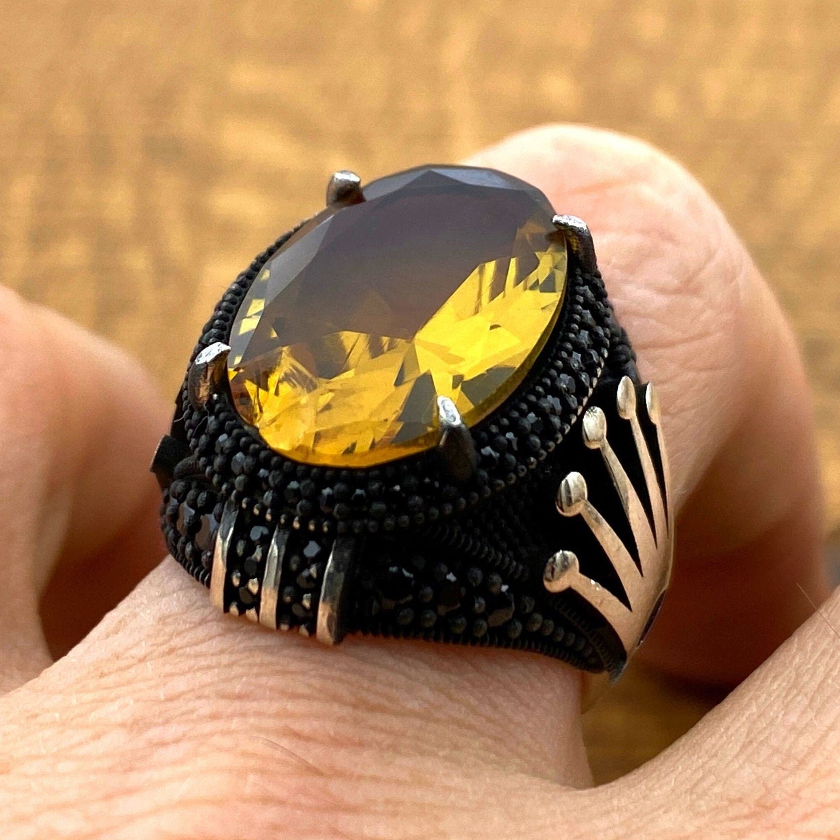 Exquisite Men's Zultanite Color-Changing 925 Sterling Silver Ring - Authentic Handmade Turkish Jewelry Gift
