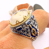 Men's Turkish Handmade 925 Sterling Silver Ring with Brown Agate Stone | Statement Jewelry Gift