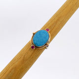 خاتم تركي عثماني يدوي الصنع من الفضة الإسترلينية 925 مع الفيروز للنساء - هدية مجوهرات بتصميم عتيق بيانياً