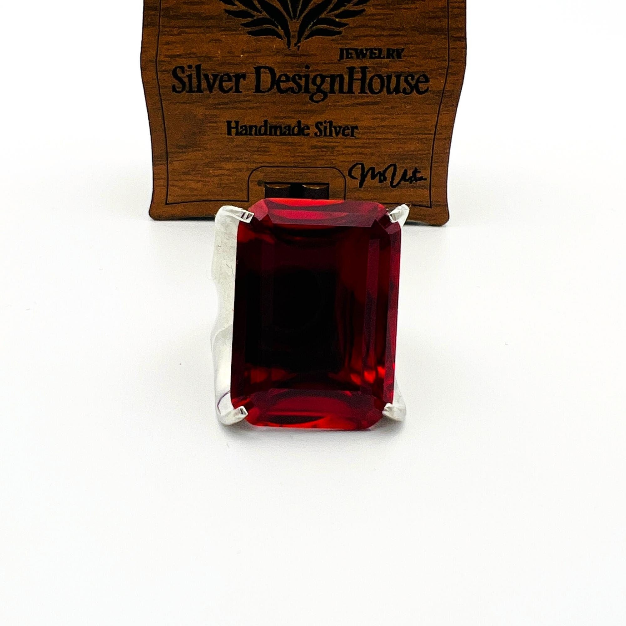 Handmade Exquisite Ruby Gemstone Ring | Bold 925 Sterling Silver Statement Jewelry for Women